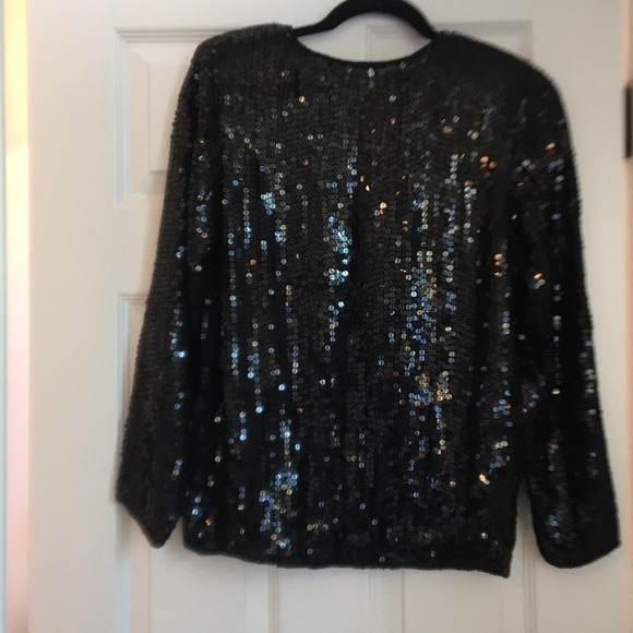 I.Magnin Sequin pure Silk Blouse - Picture 1 of 7